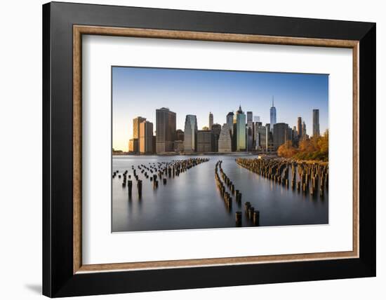 Lower Manhattan Skyline at Sunset from Brooklyn Bridge Park, Brooklyn, New York, USA-Stefano Politi Markovina-Framed Photographic Print
