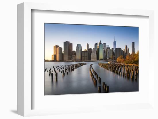 Lower Manhattan Skyline at Sunset from Brooklyn Bridge Park, Brooklyn, New York, USA-Stefano Politi Markovina-Framed Photographic Print