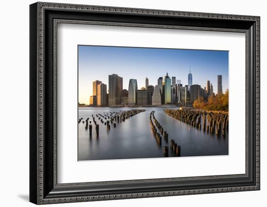 Lower Manhattan Skyline at Sunset from Brooklyn Bridge Park, Brooklyn, New York, USA-Stefano Politi Markovina-Framed Photographic Print