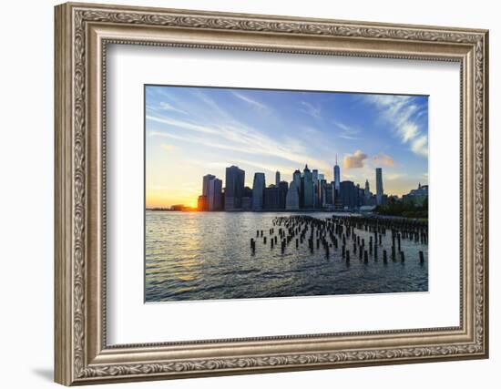 Lower Manhattan Skyline at Sunset-Amanda Hall-Framed Photographic Print