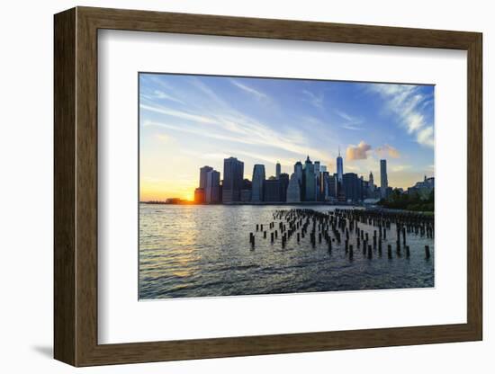 Lower Manhattan Skyline at Sunset-Amanda Hall-Framed Photographic Print