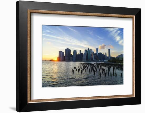 Lower Manhattan Skyline at Sunset-Amanda Hall-Framed Photographic Print