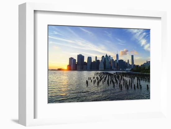 Lower Manhattan Skyline at Sunset-Amanda Hall-Framed Photographic Print