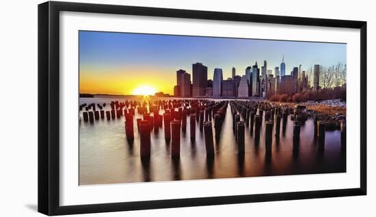 Lower Manhattan Sunset-George Oze-Framed Photographic Print