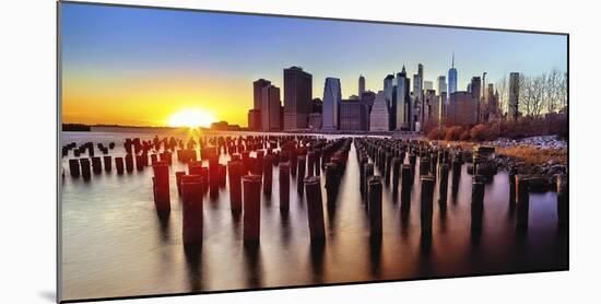 Lower Manhattan Sunset-George Oze-Mounted Photographic Print