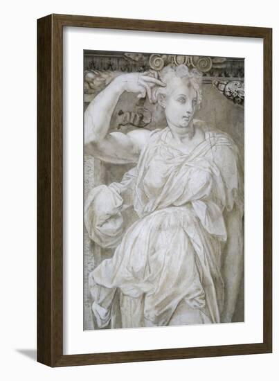 Lower monochrome section of the Room of the Signature, fresco-null-Framed Giclee Print