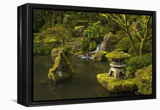 Lower Pond in the Portland Japanese Garden, Portland, Oregon-Michel Hersen-Framed Premier Image Canvas