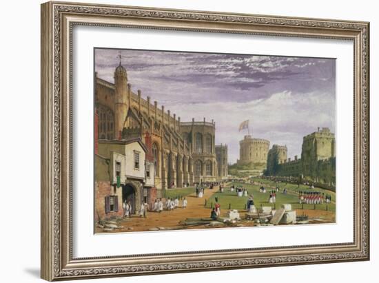 Lower Ward with a View of St. George's Chapel and the Round Tower, Windsor Castle, 1838-James Baker Pyne-Framed Giclee Print