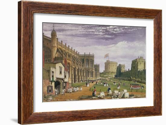 Lower Ward with a View of St. George's Chapel and the Round Tower, Windsor Castle, 1838-James Baker Pyne-Framed Giclee Print