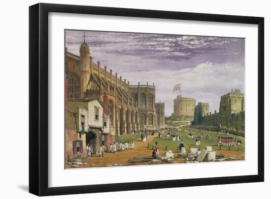 Lower Ward with a View of St. George's Chapel and the Round Tower, Windsor Castle, 1838-James Baker Pyne-Framed Giclee Print