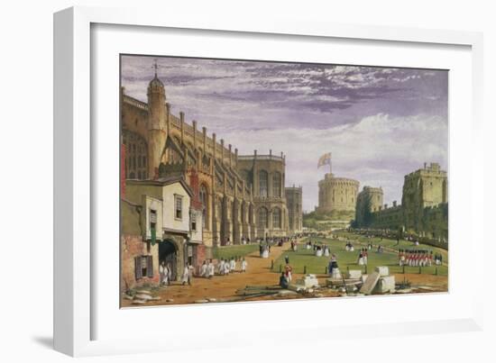 Lower Ward with a View of St. George's Chapel and the Round Tower, Windsor Castle, 1838-James Baker Pyne-Framed Giclee Print