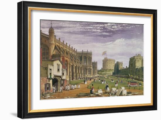 Lower Ward with a View of St. George's Chapel and the Round Tower, Windsor Castle, 1838-James Baker Pyne-Framed Giclee Print