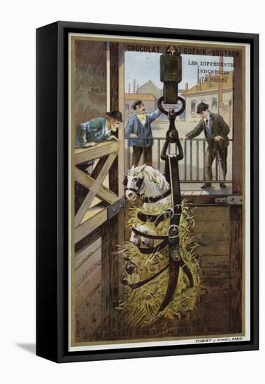 Lowering a Horse into a Mine-null-Framed Premier Image Canvas