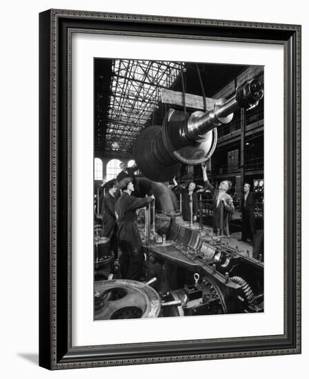 Lowering a Large Railway Shaft-Heinz Zinram-Framed Photographic Print