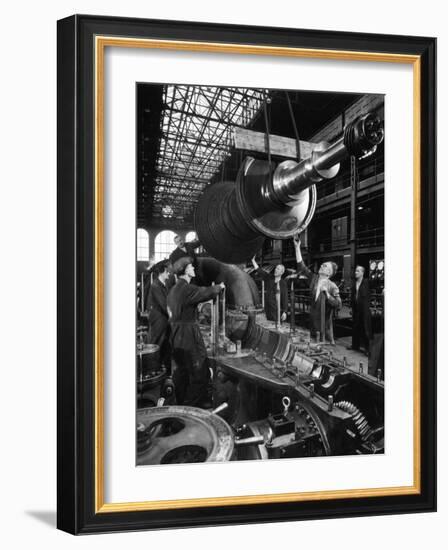 Lowering a Large Railway Shaft-Heinz Zinram-Framed Photographic Print