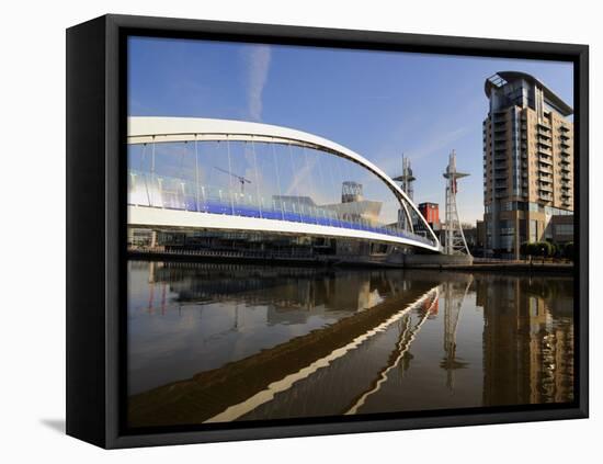 Lowry Bridge over the Manchester Ship Canal, Salford Quays, Greater Manchester, England, UK-Richardson Peter-Framed Premier Image Canvas