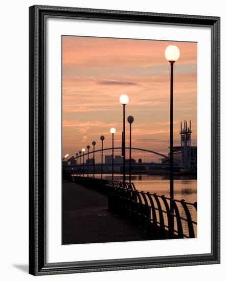 Lowry Footbridge and Canal in the Evening, Salford, Manchester, England, United Kingdom, Europe-Charles Bowman-Framed Photographic Print