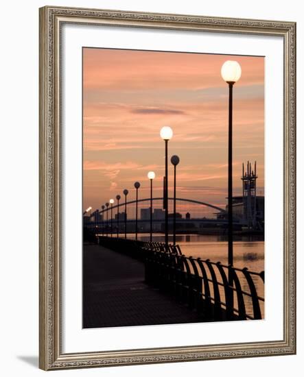 Lowry Footbridge and Canal in the Evening, Salford, Manchester, England, United Kingdom, Europe-Charles Bowman-Framed Photographic Print