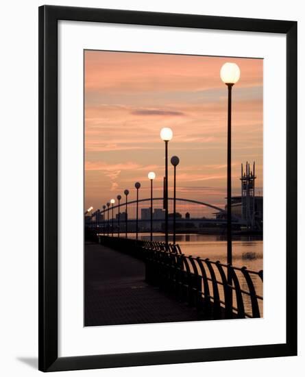 Lowry Footbridge and Canal in the Evening, Salford, Manchester, England, United Kingdom, Europe-Charles Bowman-Framed Photographic Print