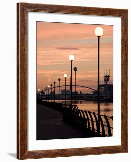 Lowry Footbridge and Canal in the Evening, Salford, Manchester, England, United Kingdom, Europe-Charles Bowman-Framed Photographic Print