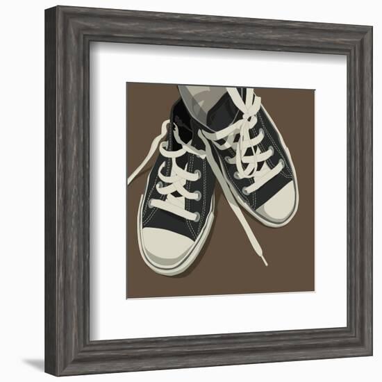 Lowtops (black on brown)-John Golden-Framed Art Print