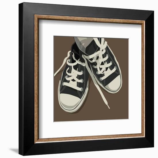 Lowtops (black on brown)-John Golden-Framed Art Print