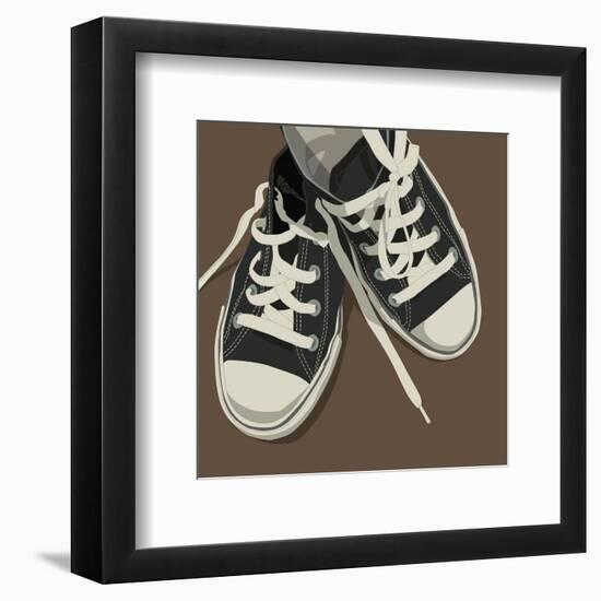 Lowtops (black on brown)-John Golden-Framed Art Print