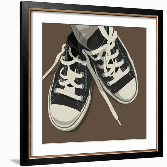 Lowtops (black on brown)-John W^ Golden-Framed Art Print