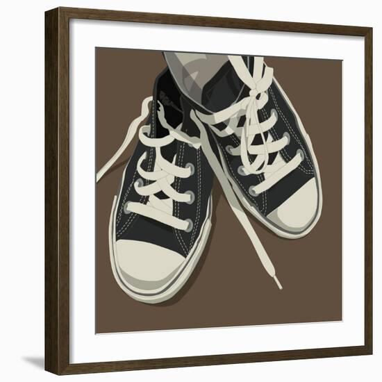 Lowtops (black on brown)-John W^ Golden-Framed Art Print