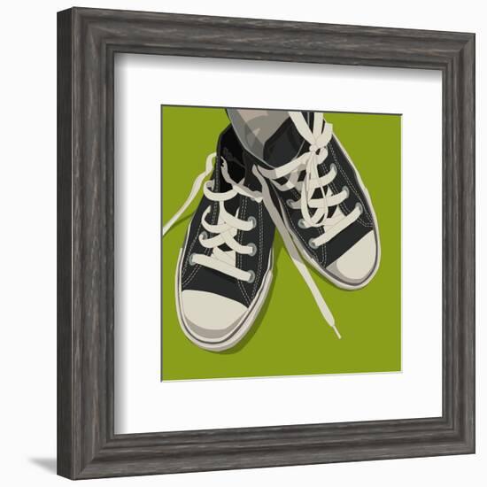 Lowtops (black on green)-John Golden-Framed Art Print