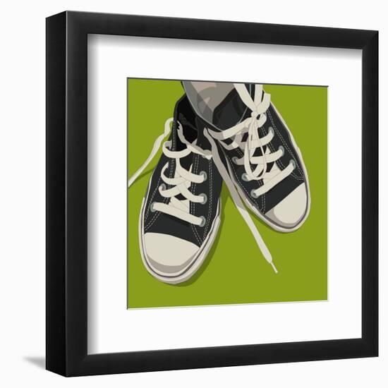 Lowtops (black on green)-John Golden-Framed Art Print