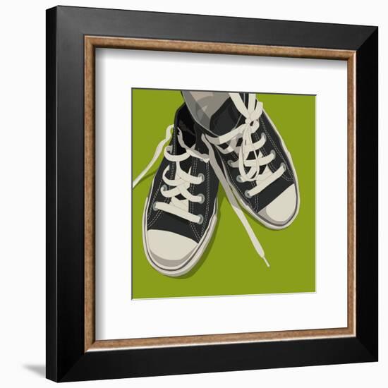 Lowtops (black on green)-John Golden-Framed Art Print