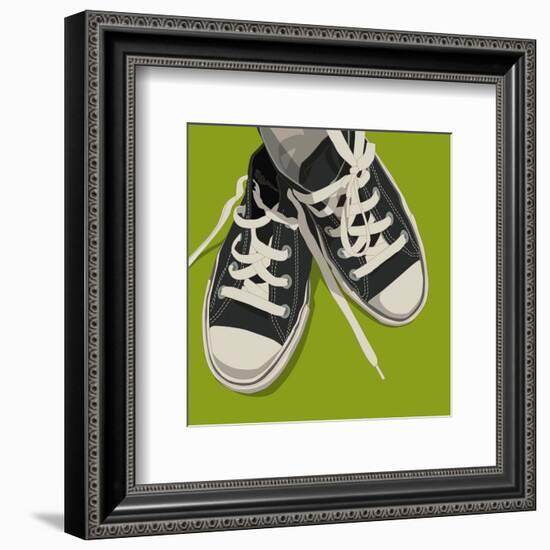 Lowtops (black on green)-John Golden-Framed Art Print