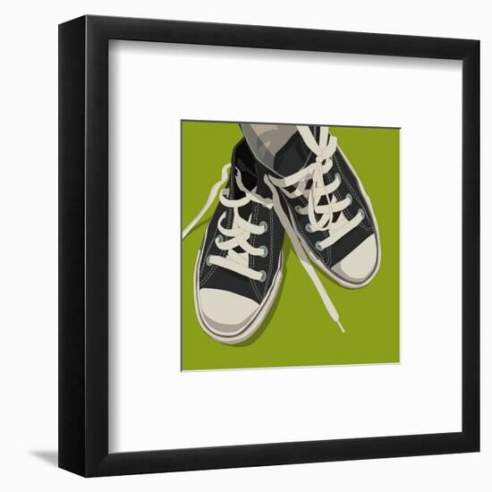 Lowtops (black on green)-John W^ Golden-Framed Art Print