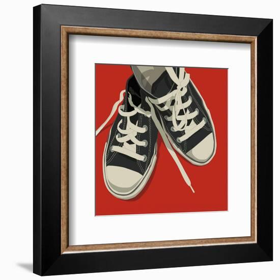 Lowtops (black on red)-John Golden-Framed Art Print