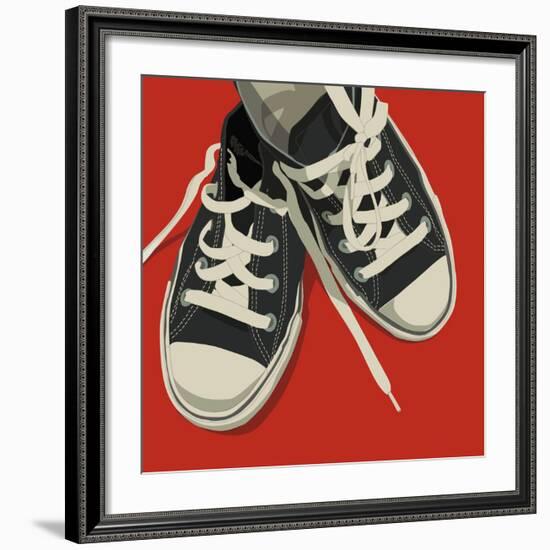 Lowtops (black on red)-John W^ Golden-Framed Art Print