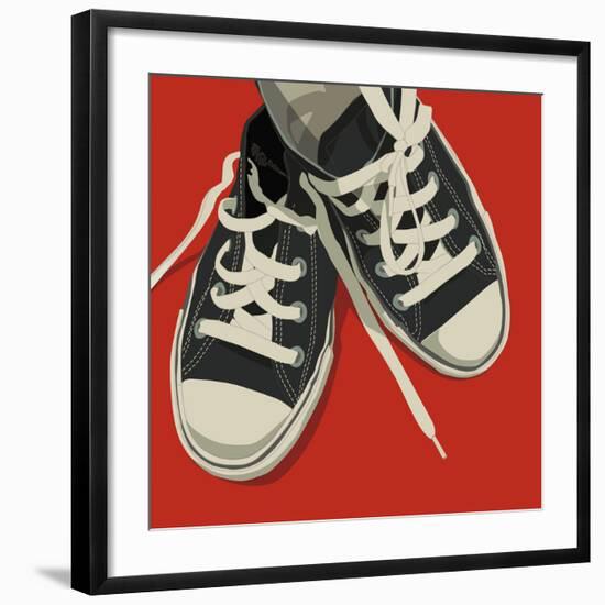 Lowtops (black on red)-John W^ Golden-Framed Art Print