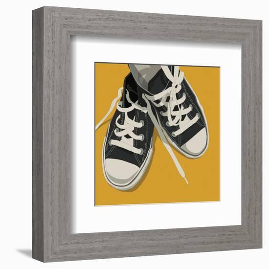 Lowtops (black on yellow)-John Golden-Framed Art Print