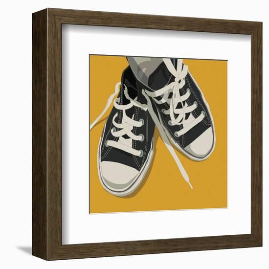 Lowtops (black on yellow)-John Golden-Framed Art Print