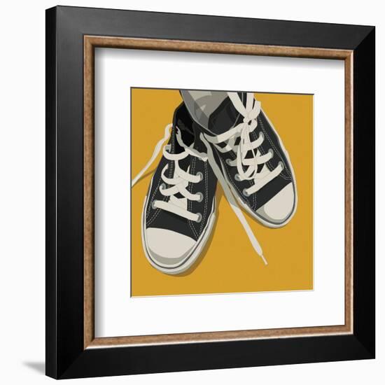 Lowtops (black on yellow)-John Golden-Framed Art Print