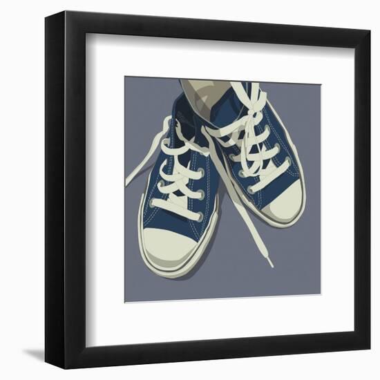 Lowtops (blue on gray)-John Golden-Framed Art Print