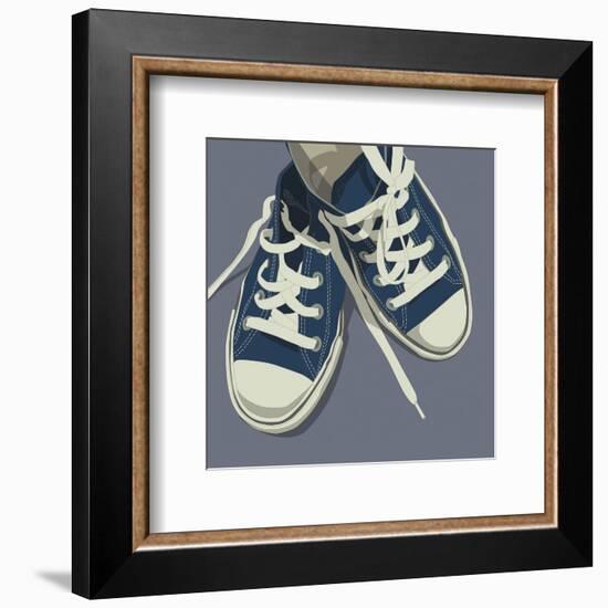 Lowtops (blue on gray)-John Golden-Framed Art Print