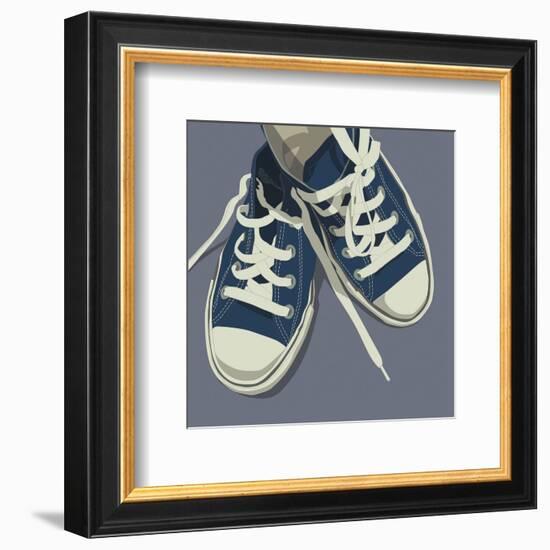 Lowtops (blue on gray)-John Golden-Framed Art Print