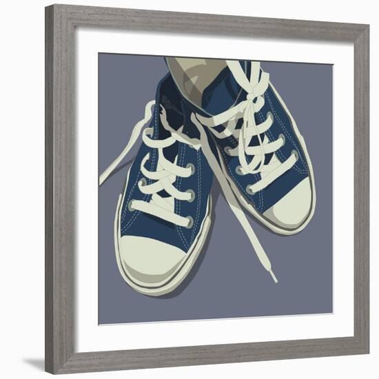 Lowtops (blue on gray)-John W^ Golden-Framed Art Print