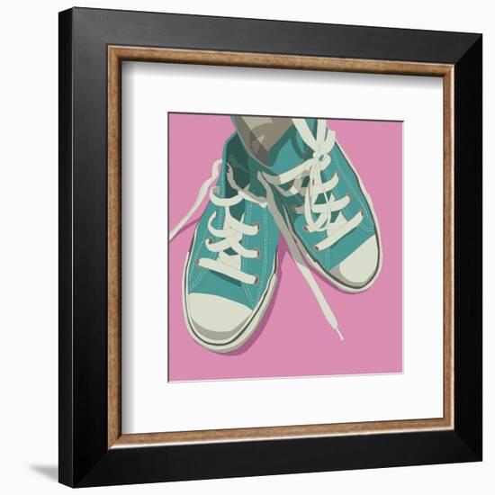 Lowtops (blue on pink)-John Golden-Framed Art Print