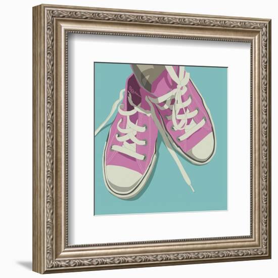 Lowtops (pink on blue)-John Golden-Framed Art Print