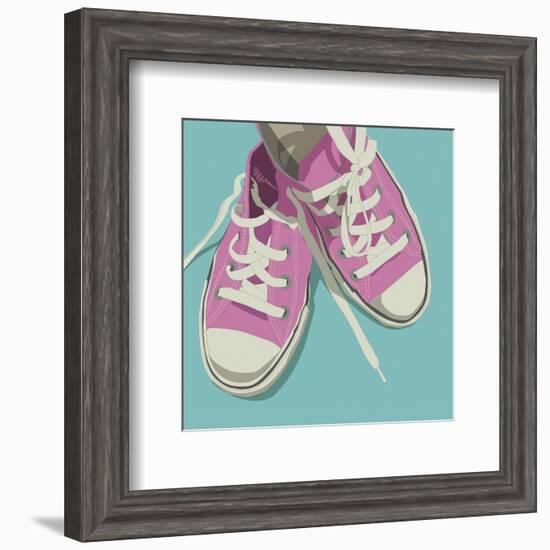 Lowtops (pink on blue)-John Golden-Framed Art Print