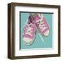 Lowtops (pink on blue)-John Golden-Framed Art Print