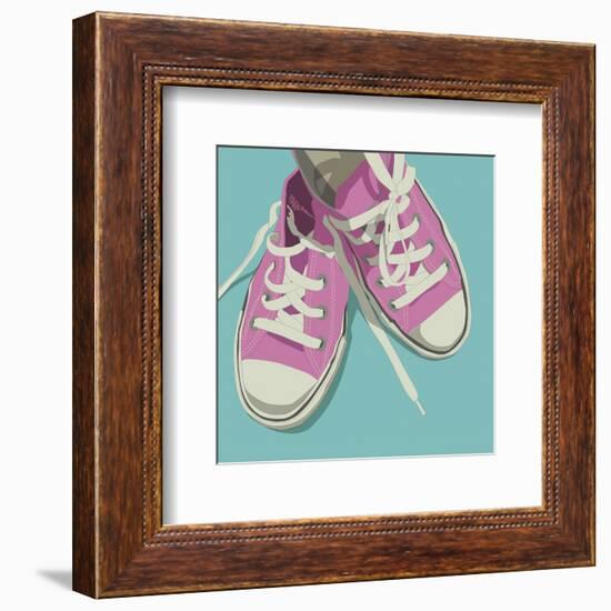 Lowtops (pink on blue)-John Golden-Framed Art Print