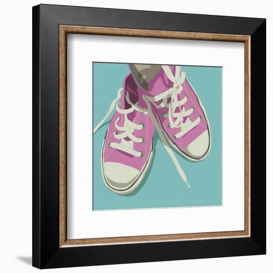 Lowtops (pink on blue)-John Golden-Framed Art Print